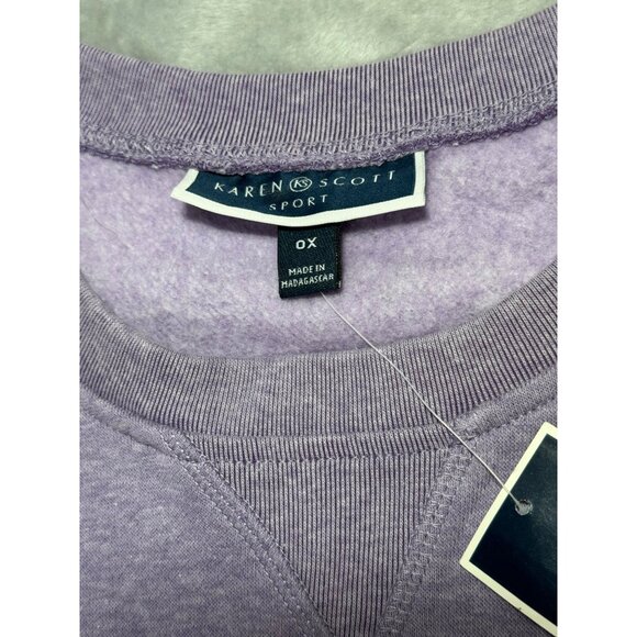 Karen Scott women's OX Sport Plus Womens Lavender Sweatshirt - Picture 3 of 15